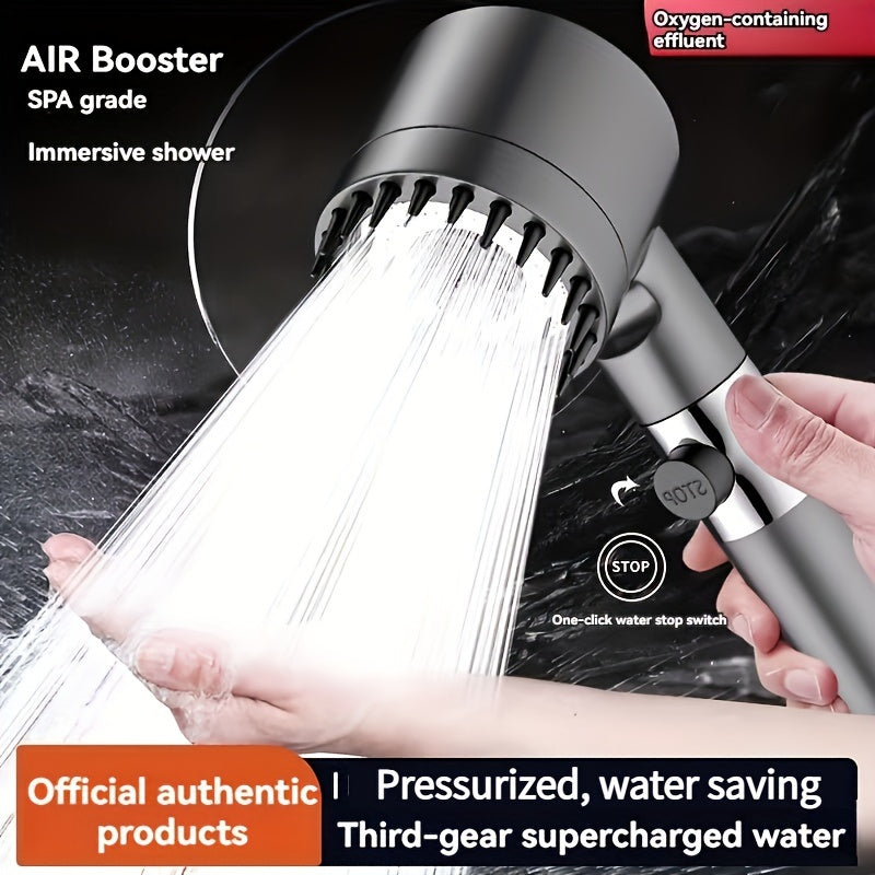 Cabezal de ducha de alta presión ajustable con panel de acero inoxidable de un toque para detener el agua