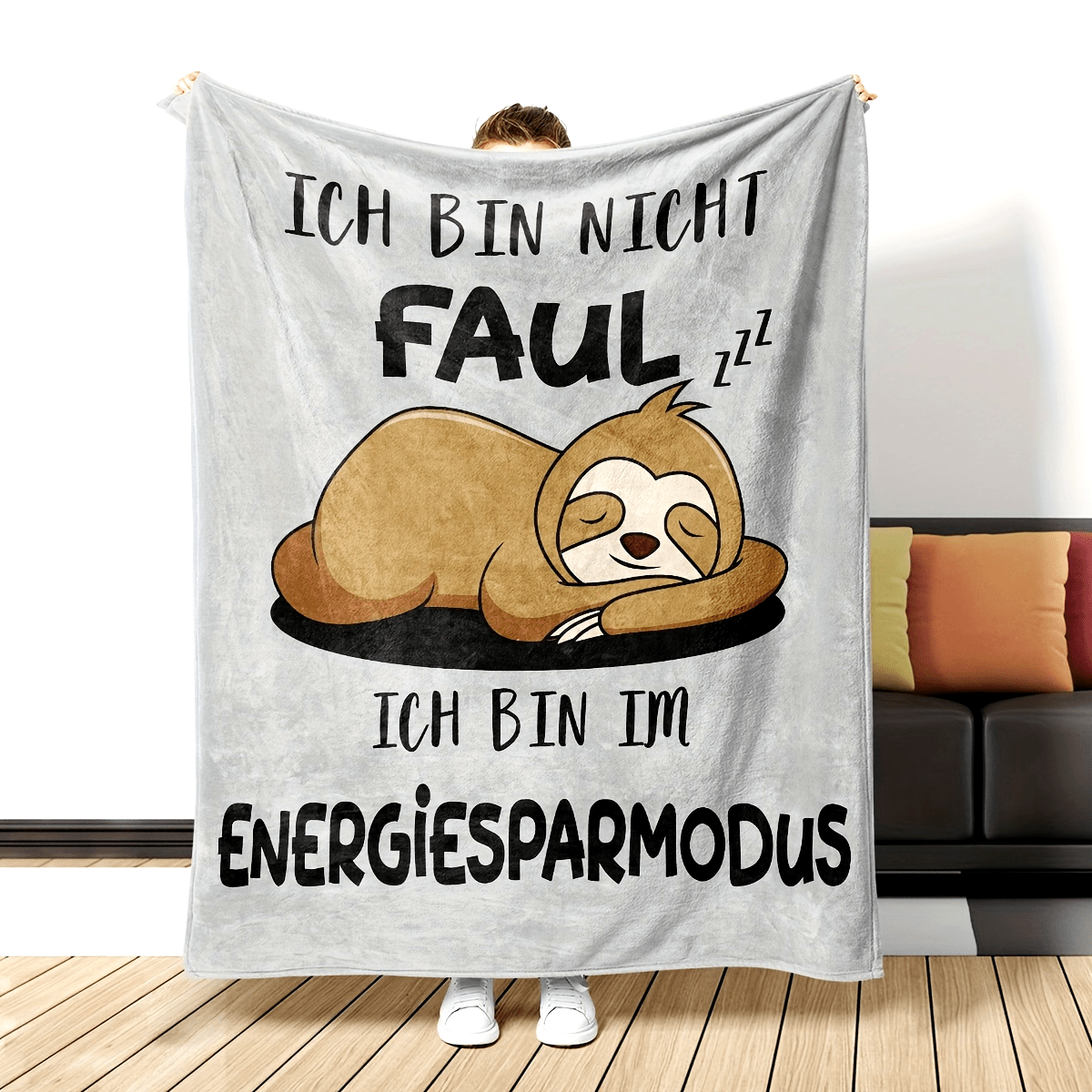 Manta de felpa suave con estampado de perezoso para sofá, cama y uso exterior