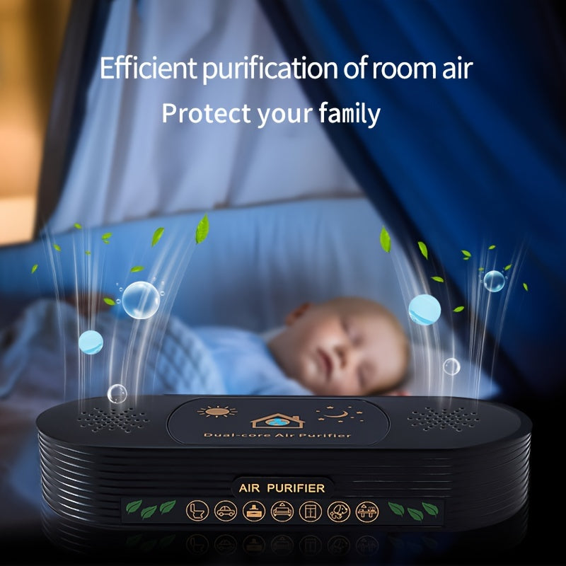 Dual-Core USB Air Purifier for Small Spaces Odor Smoke Eliminator Smoke Free