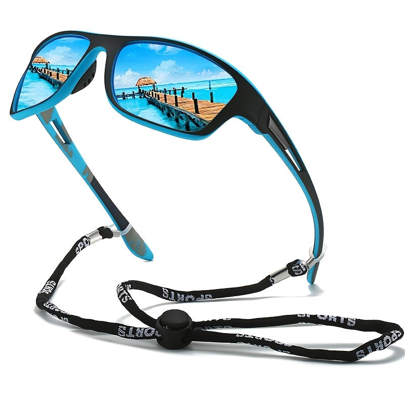 Retro Polarized Sunglasses with Strap for Men and Women for Outdoor Activities Sports Travel Driving Fishing Cycling