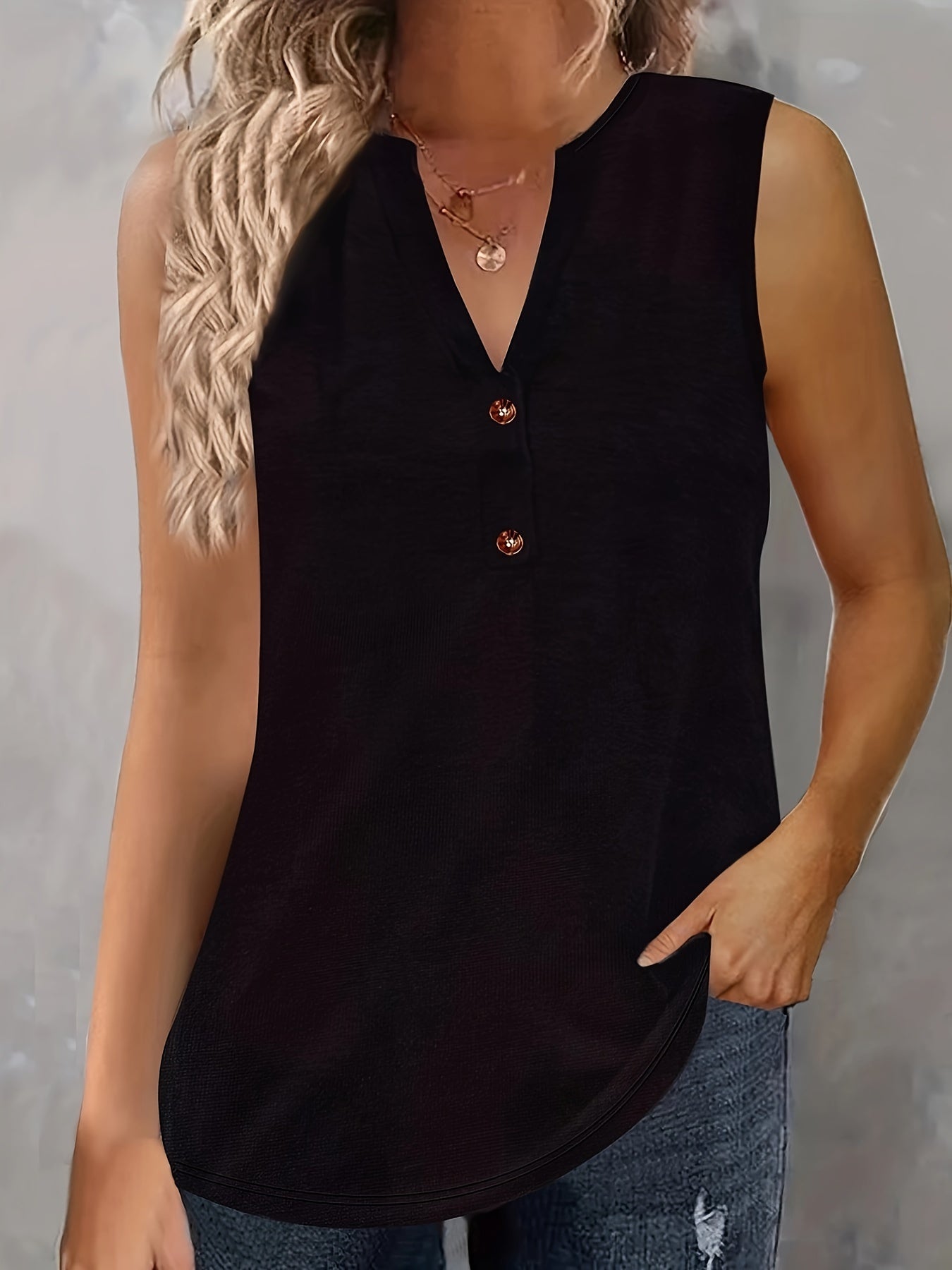 Набор из 2 топов без рукавов для женщин plus size, летние, с пуговицами спереди