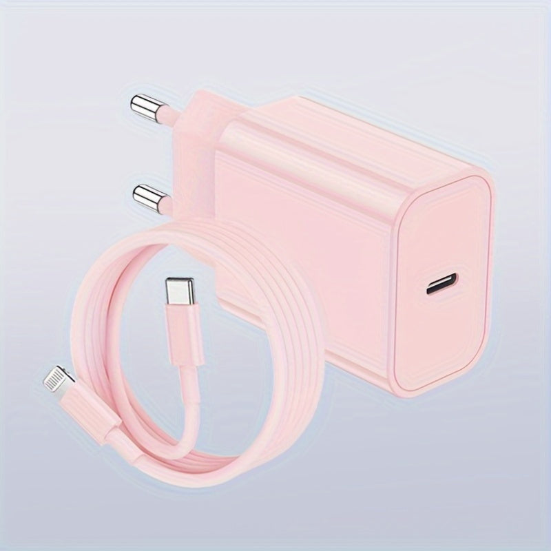 iPhone, iPad, Android uchun 10W USB-C zaryadlovchi, Yevropa rozetkasi, pushti