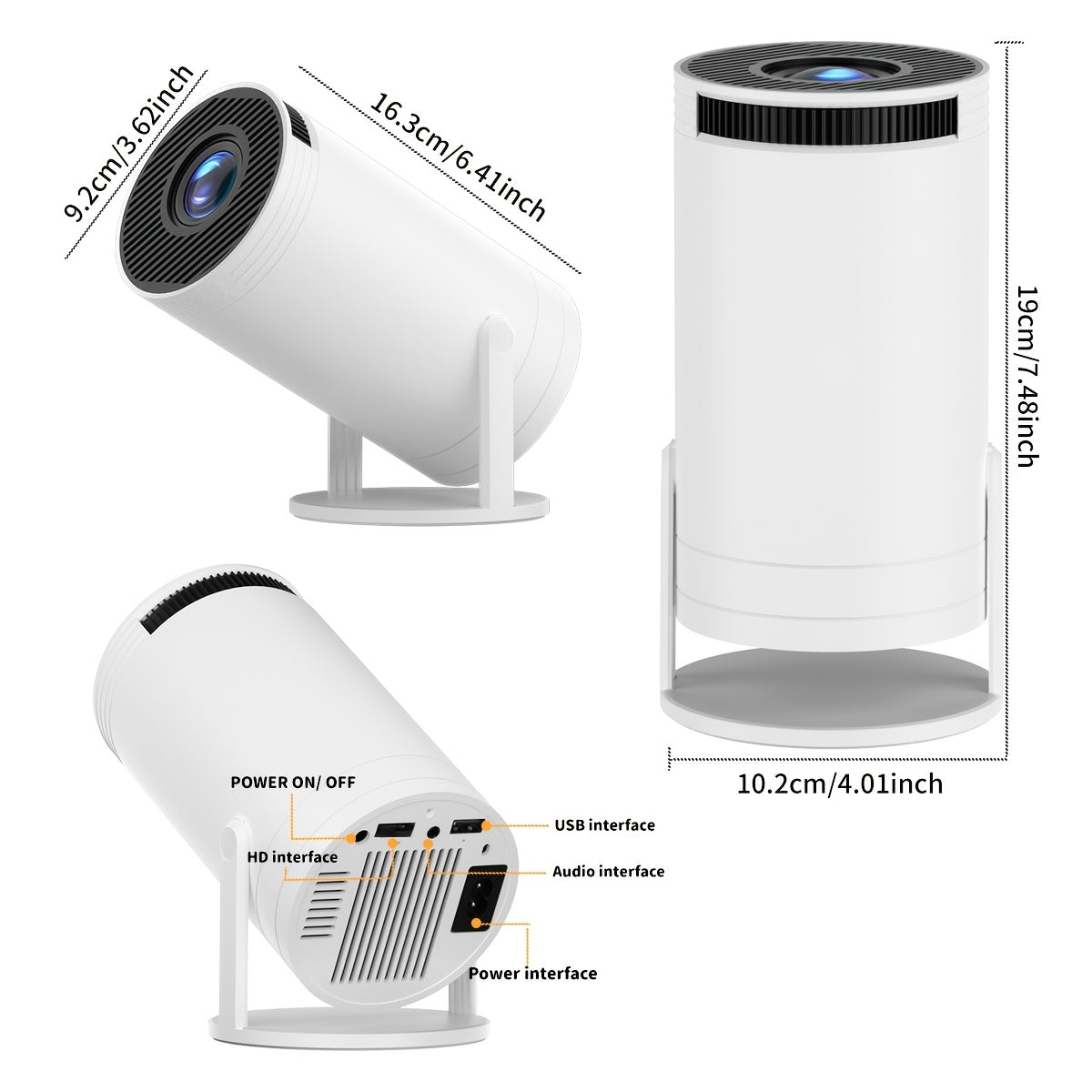 Mini Projector 4K Full HD WiFi6 BT 5.2 Portable 13000 Lumens 3.3m Screen