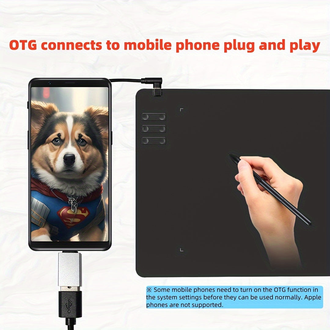 Graphics Drawing Tablet with Pen 16.99x10.69cm Active Area USB Compatible with Android Mac Windows No Battery