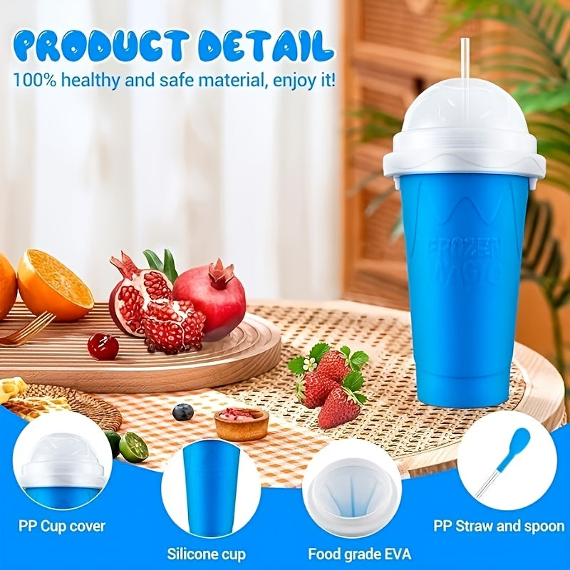 Set of 3 slushie maker cups with lids and brushes for milkshakes smoothies family