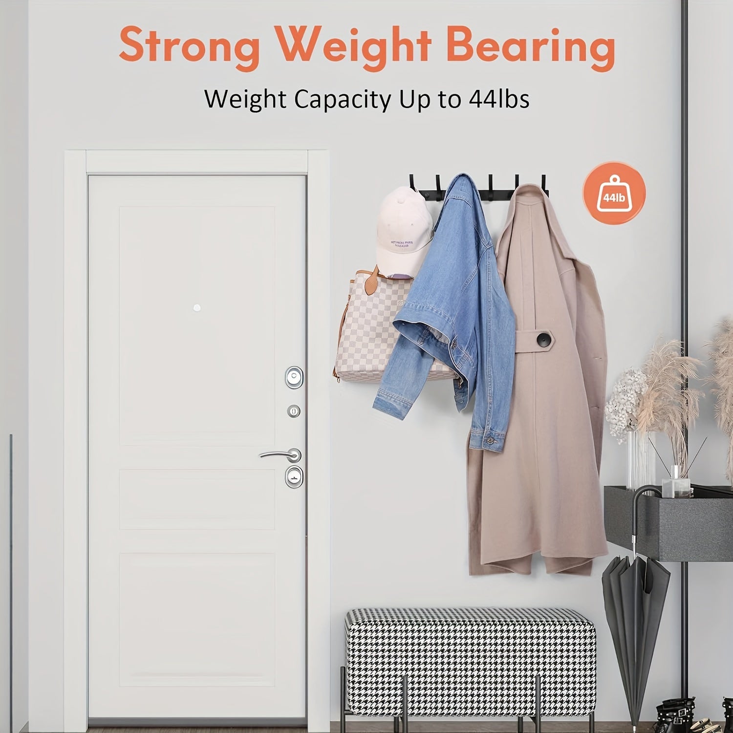 Aluminum Wall Hooks 2 Pack Rust-Resistant Coat and Hat Hangers