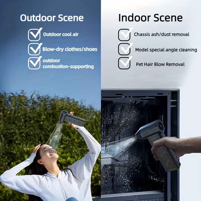 Mini ventilador de chorro de aire comprimido de 5000mAh, soplador de potencia con 9 accesorios