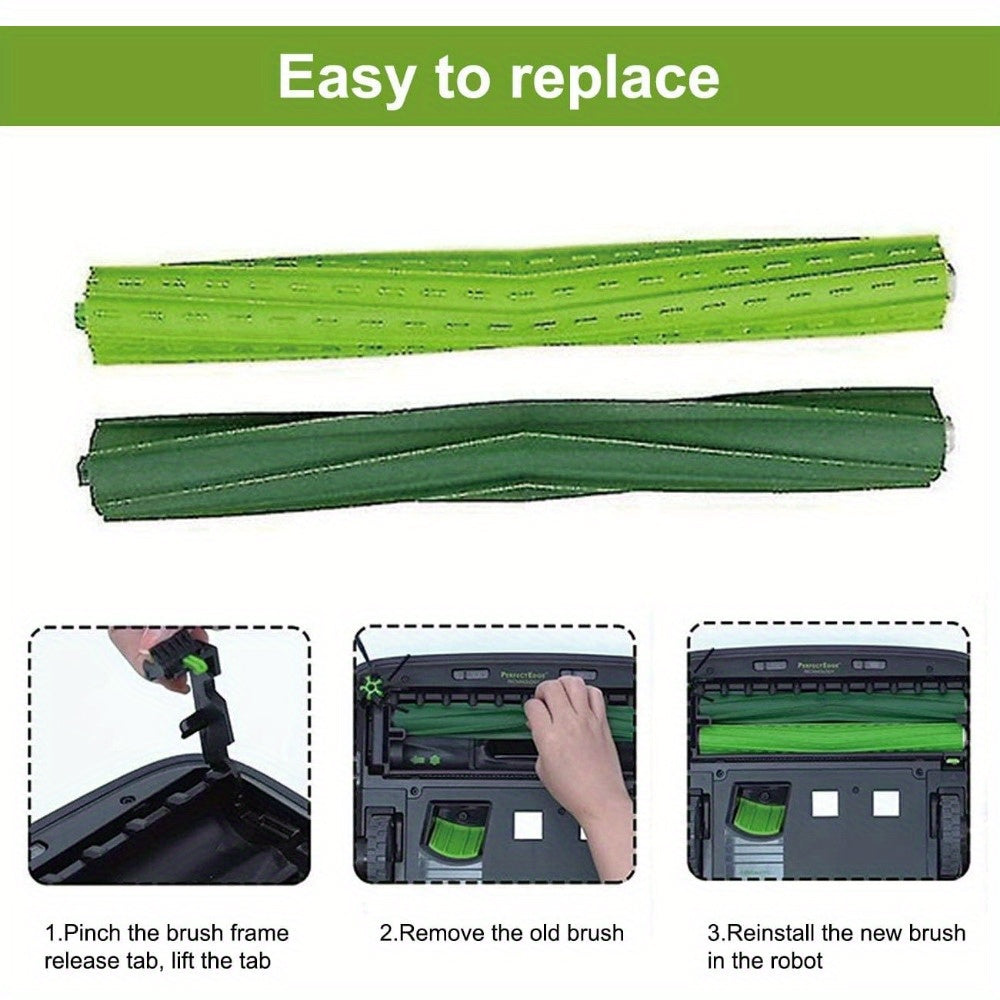 8pcs Robot Vacuum Brush Set for S9 Series Compatible with S9 S9+ Models Green Black Textured Surface