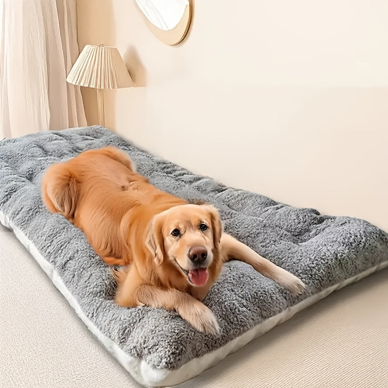 Large Plush Dog Bed for Small to Large Breeds Non-Slip Checkered Rectangular Comfort