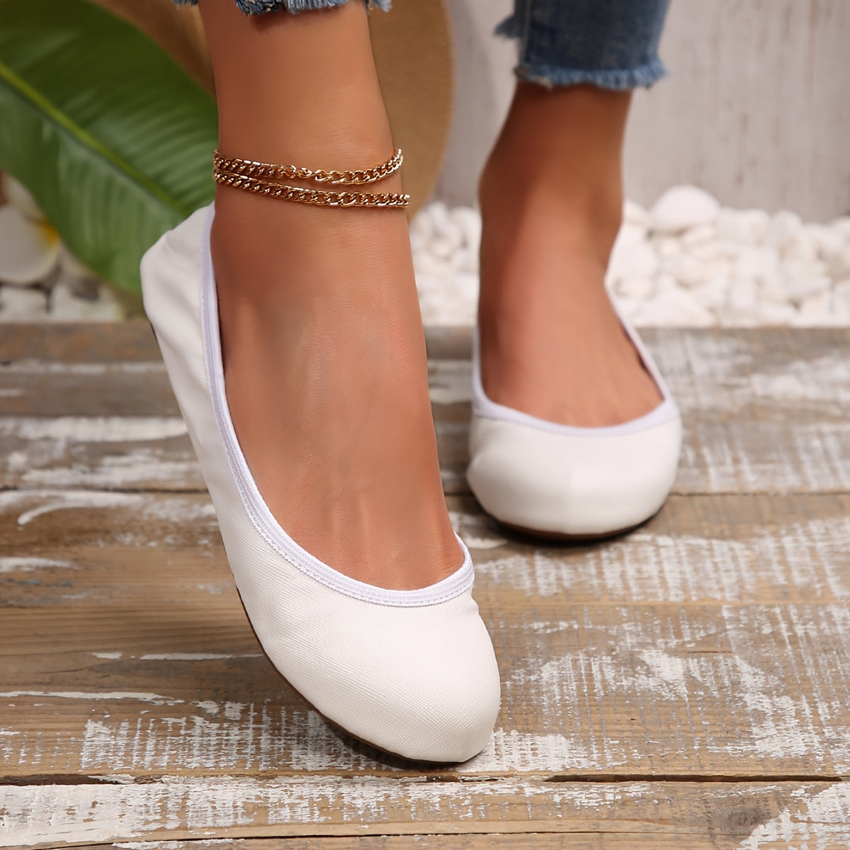 Zapatos de ballet para mujer flexibles antideslizantes sin cordones en blanco, negro, navy y gris