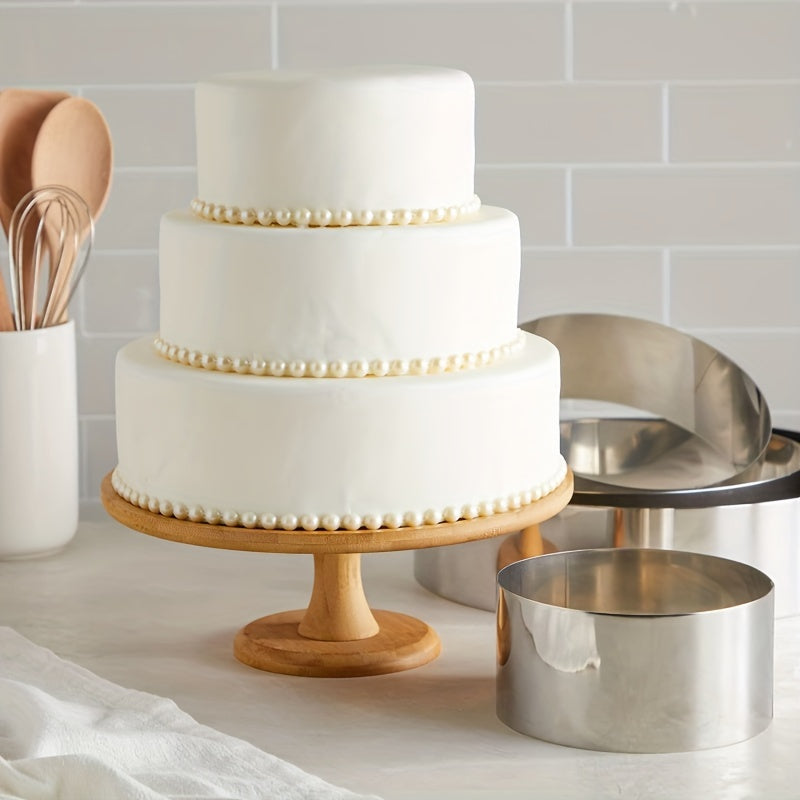 3 ta pirojnoe qoliplari halqalari, shakllar va pechenye kesgichlar to'plami, zanglamaydigan po'lat, 10.16cm 15.24cm 20.32cm