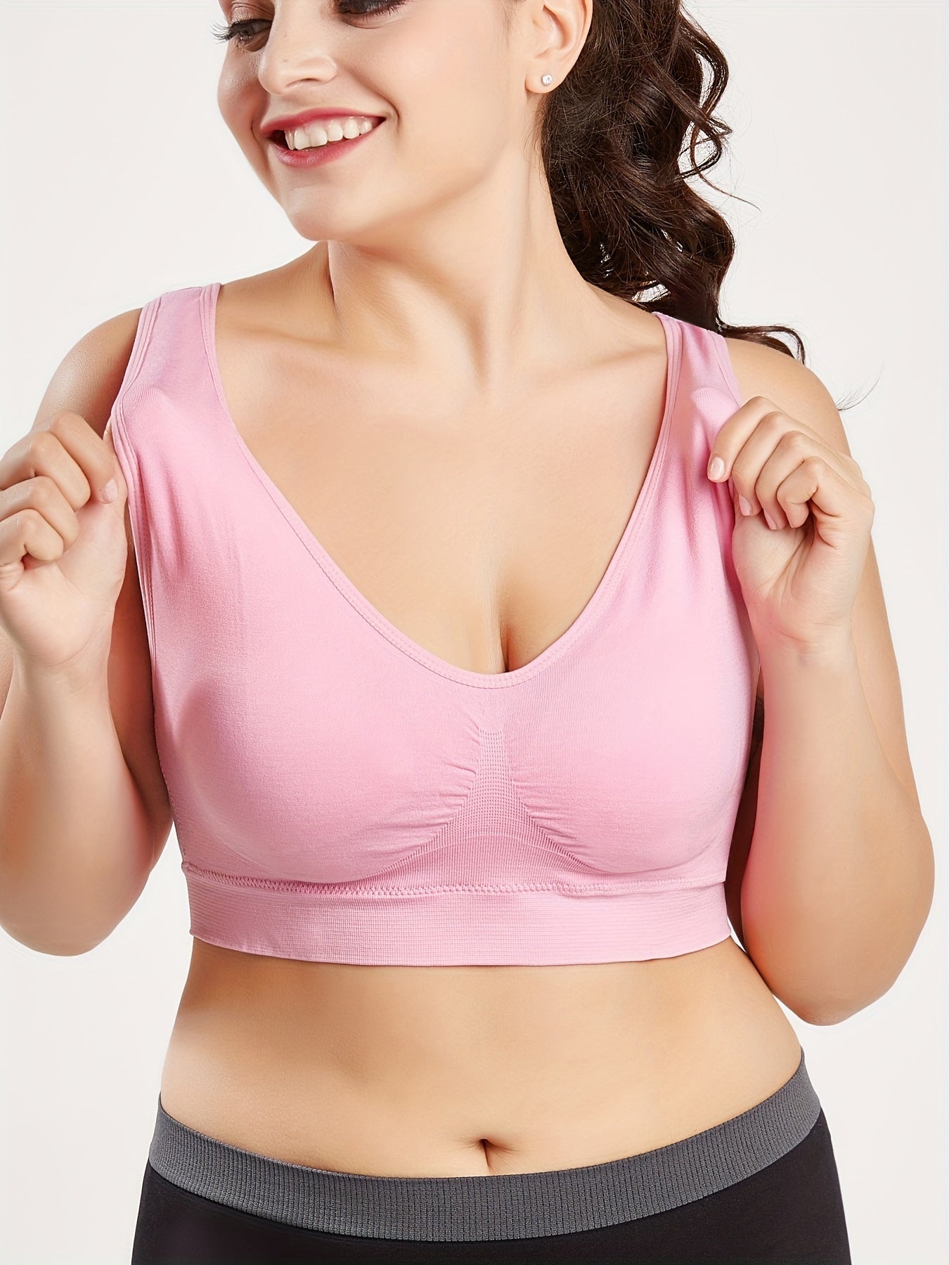 Women's Seamless Large Size Bra Vest Adjustable Non-Wired Underwear Set