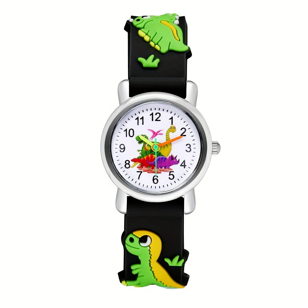 Kids' Dinosaur Quartz Watch for Children with Silicone Band and Colorful Design
