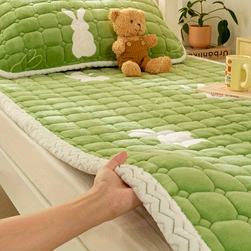 1- dona qulay sut fleece qoplamali yostiq usti, barcha mavsumlar uchun yuviladigan, yotoq va mehmonxonalar uchun