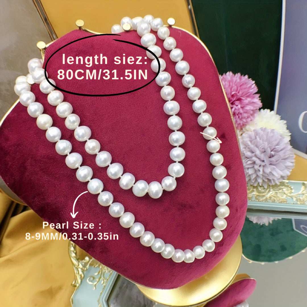 Women’s Freshwater Pearl Necklace with 9-10mm Beads Casual Gift Jewelry