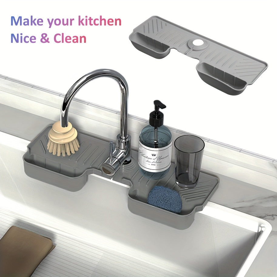 Silicone Kitchen Sink Splash Guard with Faucet Guard and Draining Mat