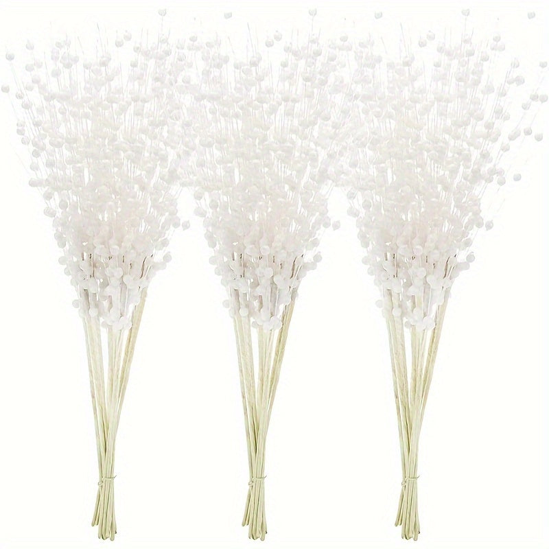 Artificial Glitter Berry Stem Ornaments for Christmas Tree Vase 17 Inches Rose Gold