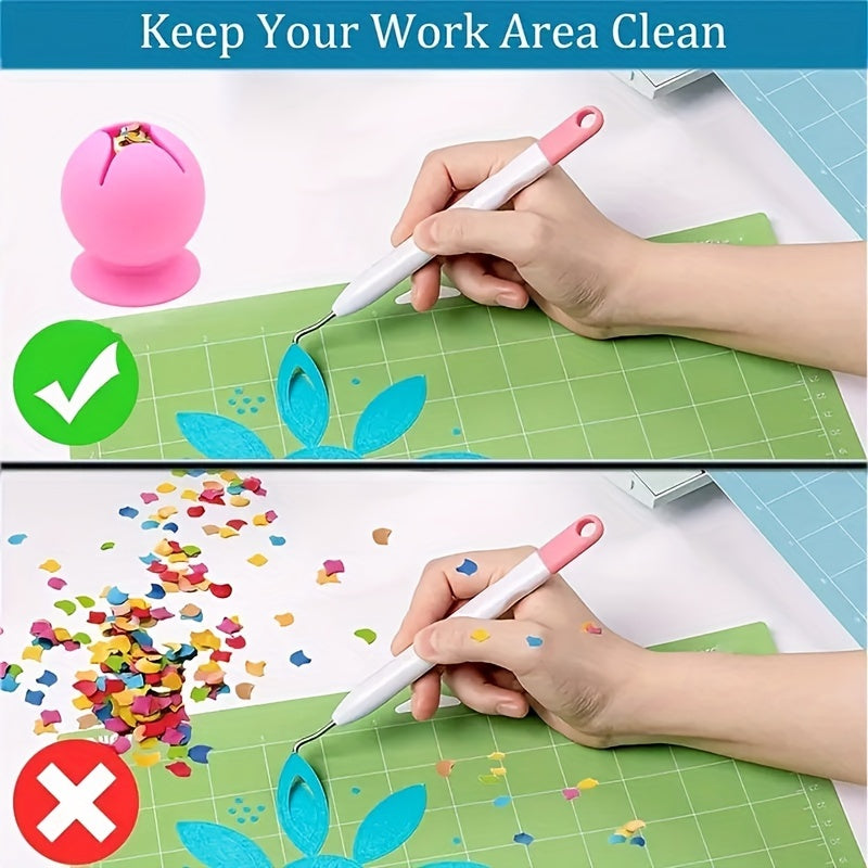 Juego de herramientas para cortar vinilo en verde y rosa, coleccionista y soporte