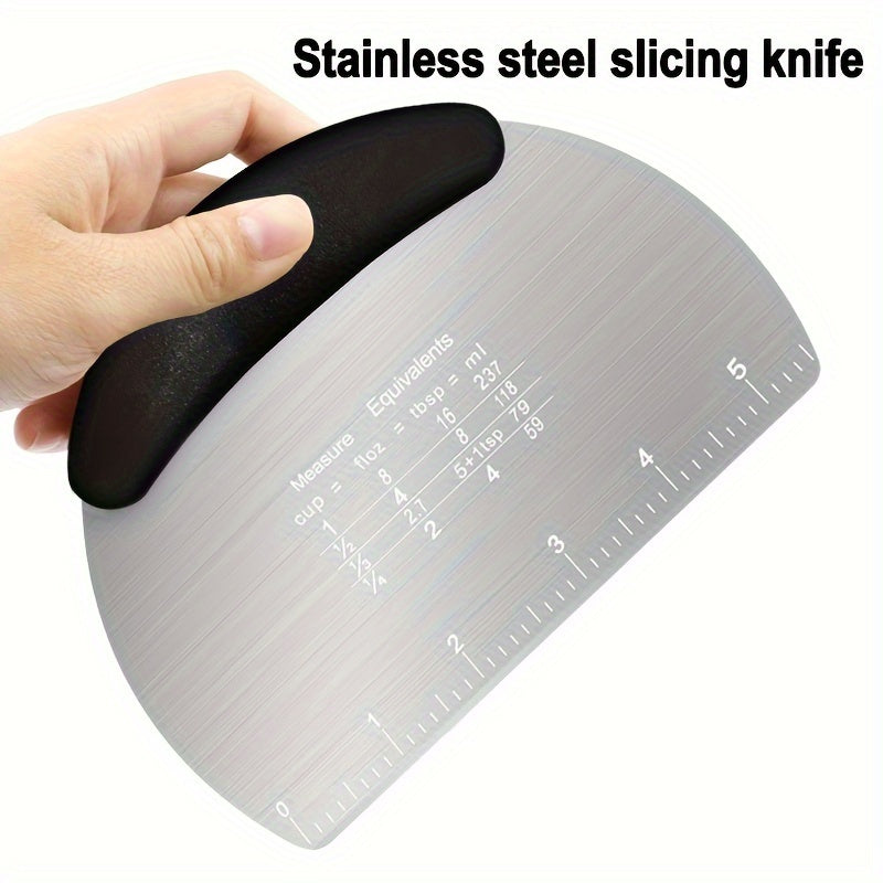 Stainless Steel Dough Scraper with Measurement Marks for Baking and Pastry
