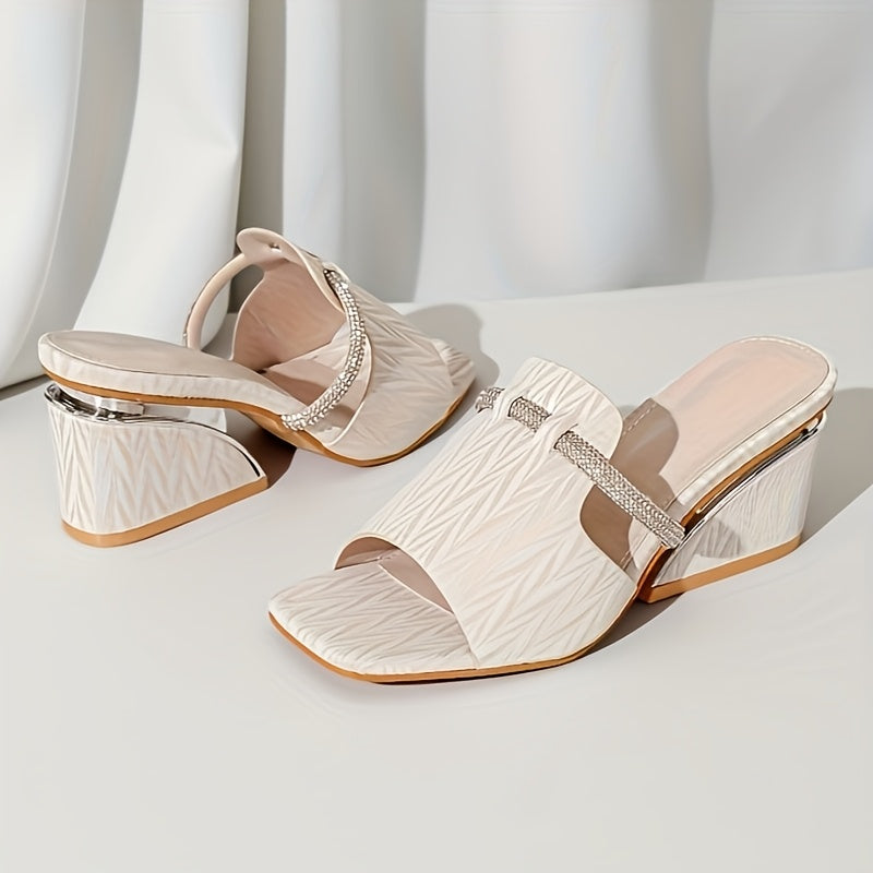 Women’s Glittery Rhinestone Platform Sandals Open-Toe Slip-On Shoes