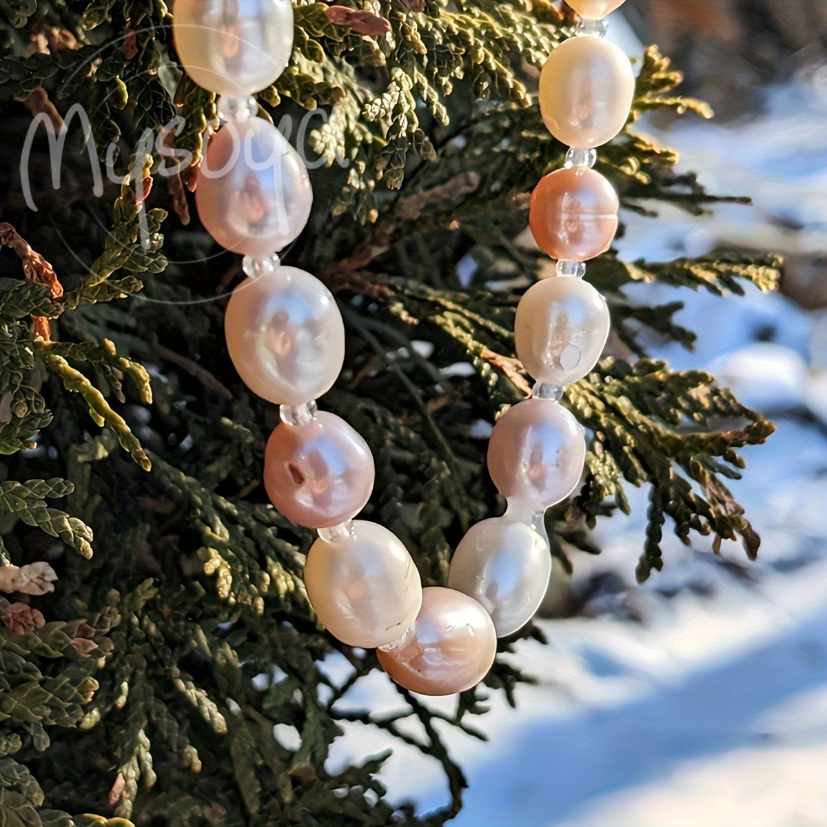 Vintage uslubdagi uzuk toza suv marjonlari bilan 9-10mm oq va pushti barokko zargarlik buyumlari