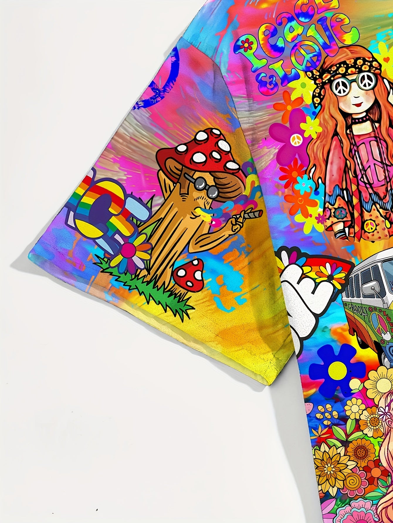 Men's Plus Size Hawaiian Shirt Short Sleeve Cartoon Print Breathable Polyester Casual Beach Vacation