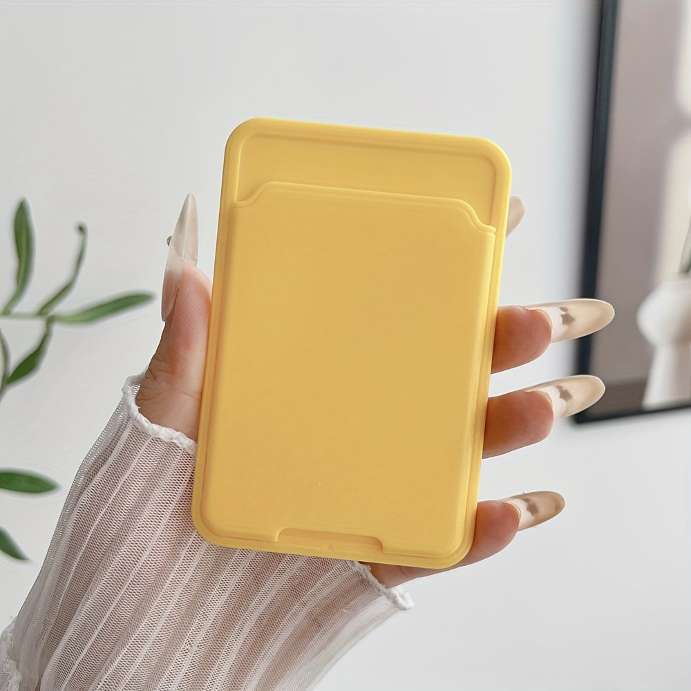 Smartphone Card Holder Self-Adhesive Solid Color Business Card Bag for DIY Customization