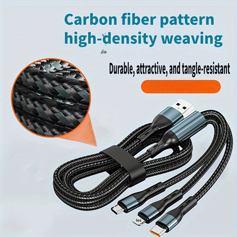 Cable de carga rápida USB 3 en 1 para teléfonos 50-80W Micro USB Tipo C compatible