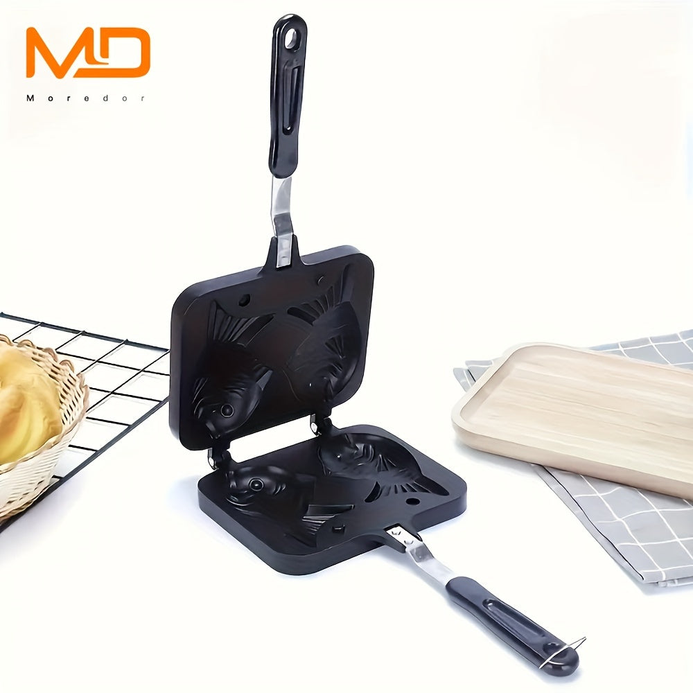 Fish-Shaped Nonstick Aluminum Taiyaki Maker with Handle for Home Grill