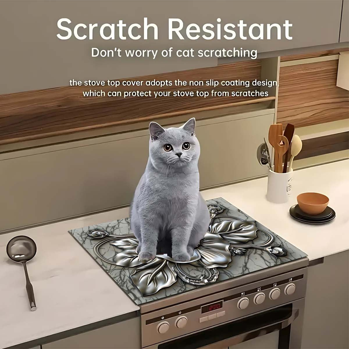 3D Floral Art Gas Stove Burner Cover Heat Resistant Scratch Proof Durable Polyester