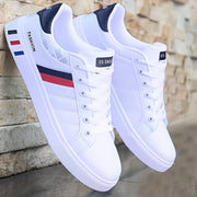 Men's Striped Lace-Up Sneakers with Good Traction Breathability and Comfort