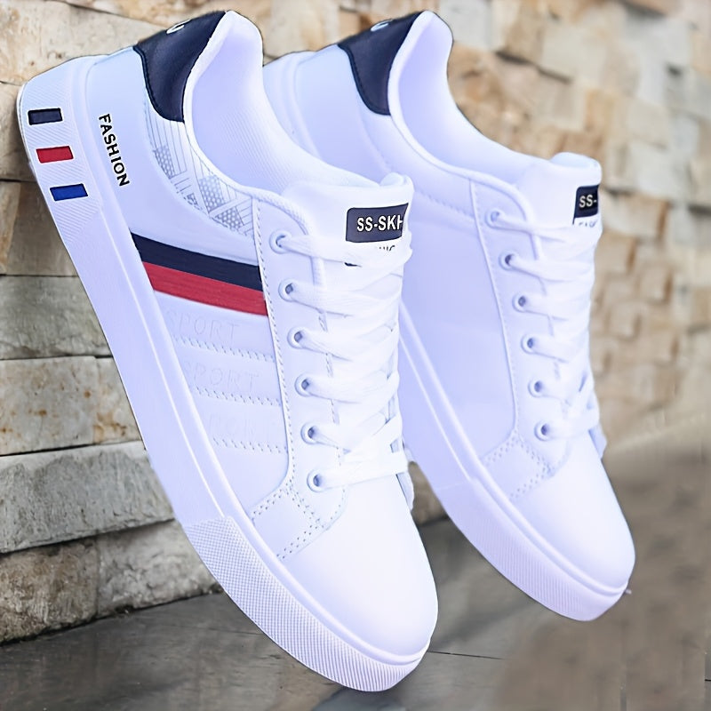Men's Striped Lace-Up Sneakers with Good Traction Breathability and Comfort