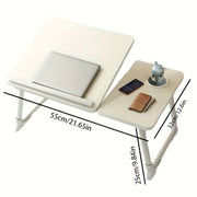 Adjustable Laptop Table with Cup Holder, Anti-Slip Strip, Foldable, White or Black