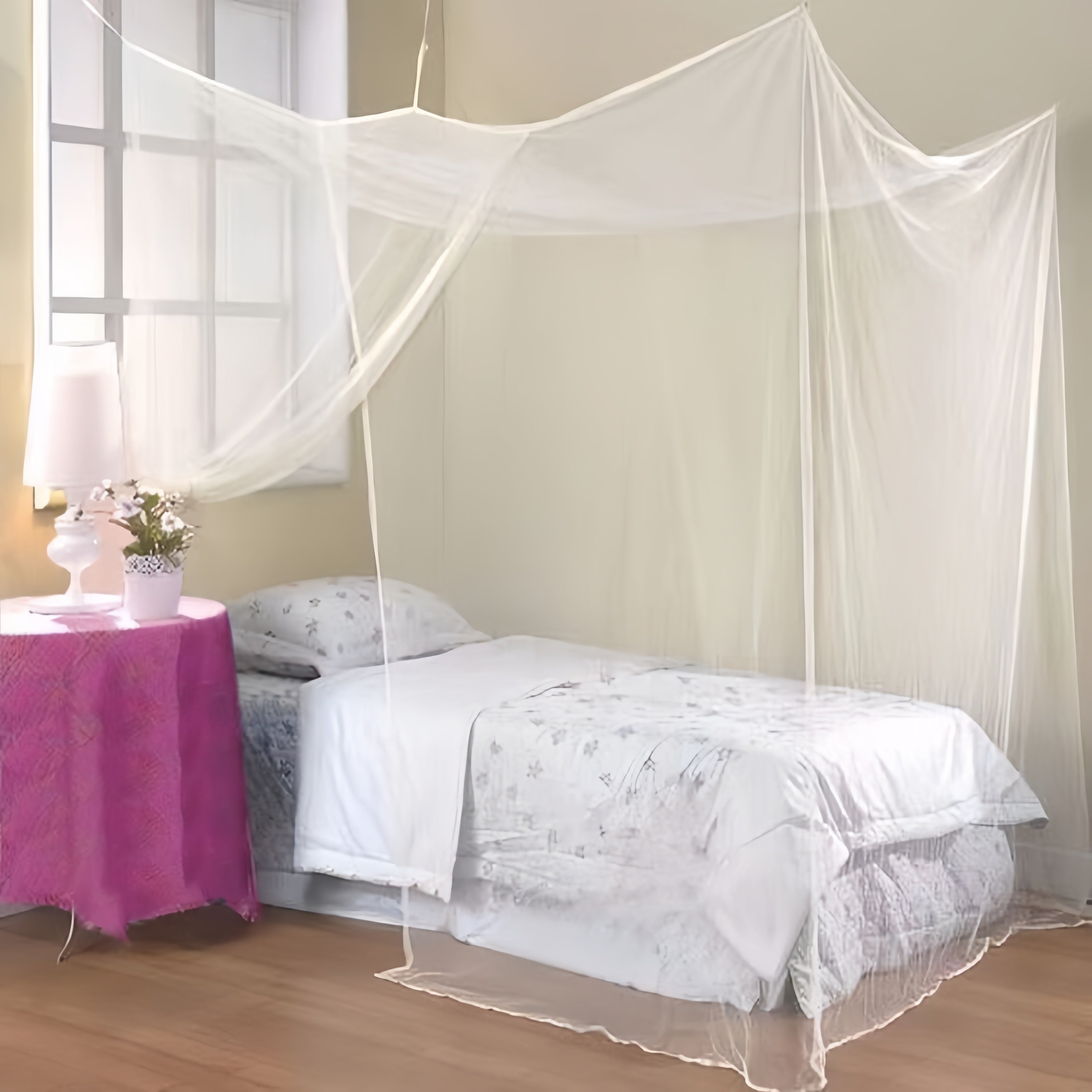 Double Bed Mosquito Net Rod Pocket Style for Dorms and Home, Machine Washable