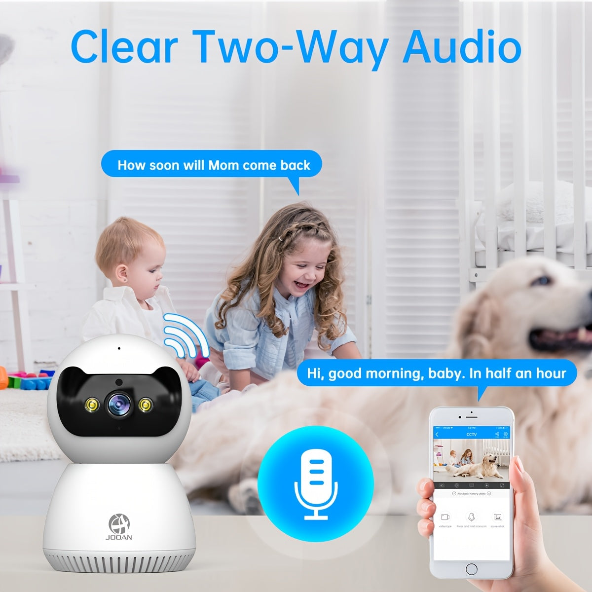 Wireless WiFi Smart Camera with Motion Detection Night Vision Two-Way Audio 355° Pan
