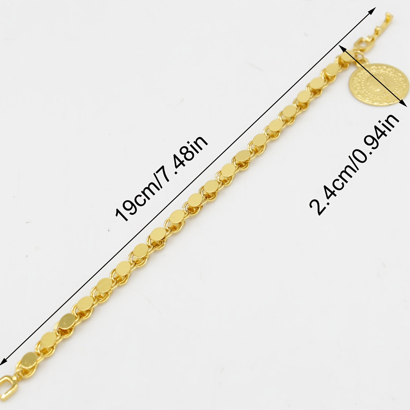 Gold-Plated Turkish Lira Pendant Bracelet for Women and Men