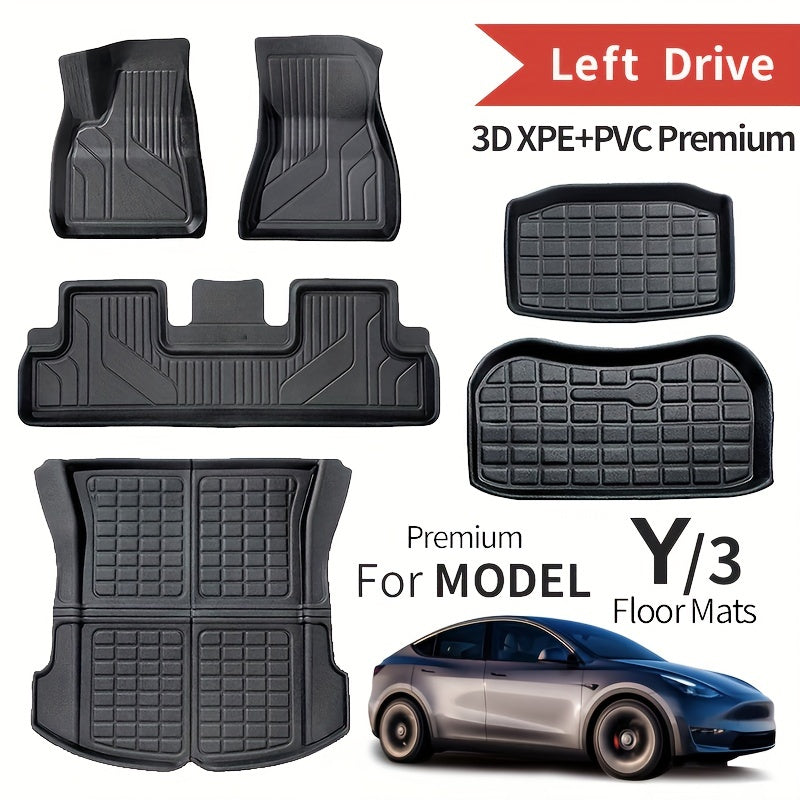 All Weather PVC Leather Floor and Cargo Mats for Tesla Model 3/Y