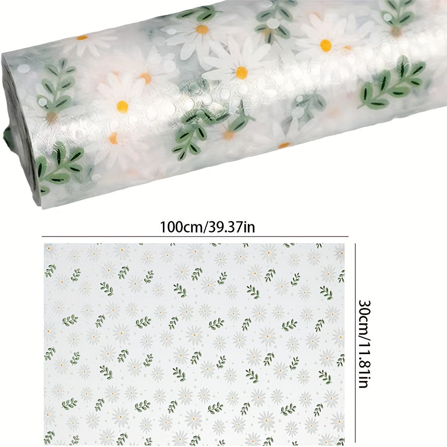 Floral and Grass Pattern EVA Shelf Liner Moisture Resistant Durable Drawer Mat