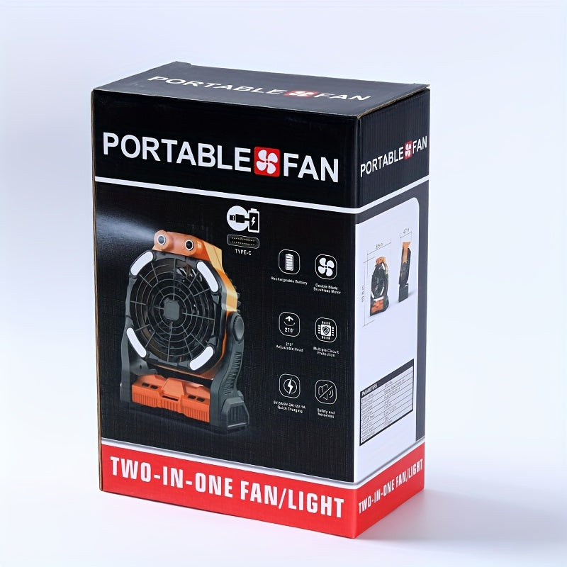 Portable Camping Fan with LED Lantern Dual Blade USB Rechargeable 20000mAh Battery