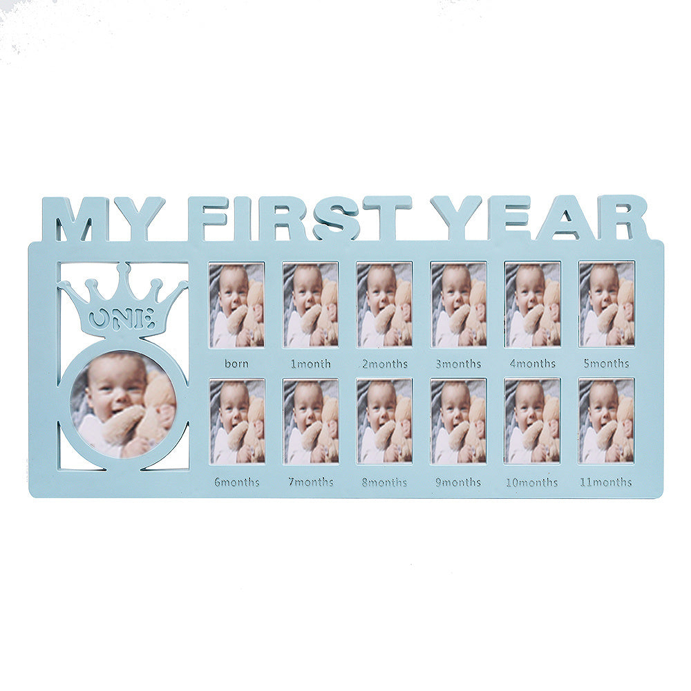 12-Month Baby Growth Record Photo Frame Plastic Milestone Keepsake Gift