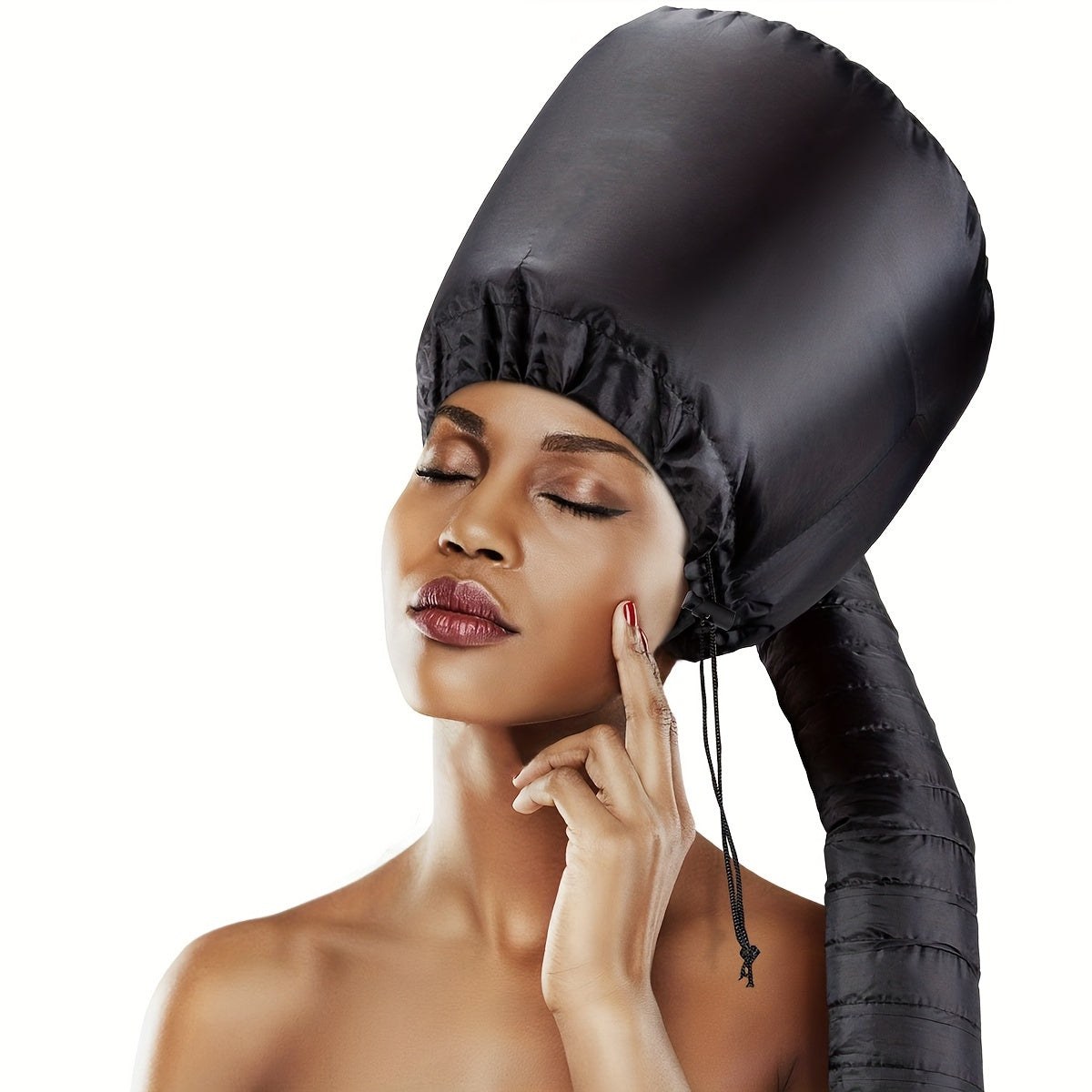 Black Portable Hair Dryer Bonnet Soft Curl Enhancing Hair Care Cap