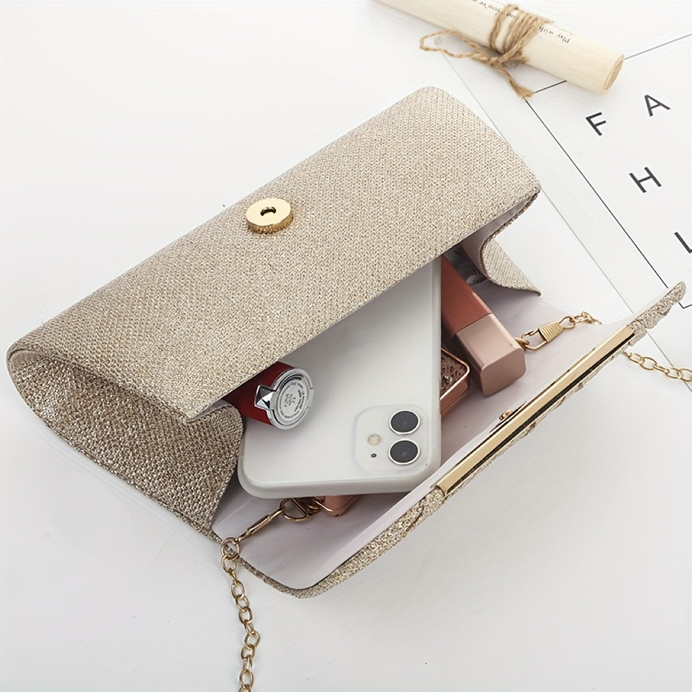 Glitter Envelope Clutch Bag for Weddings and Evening Events Black Gold Silver