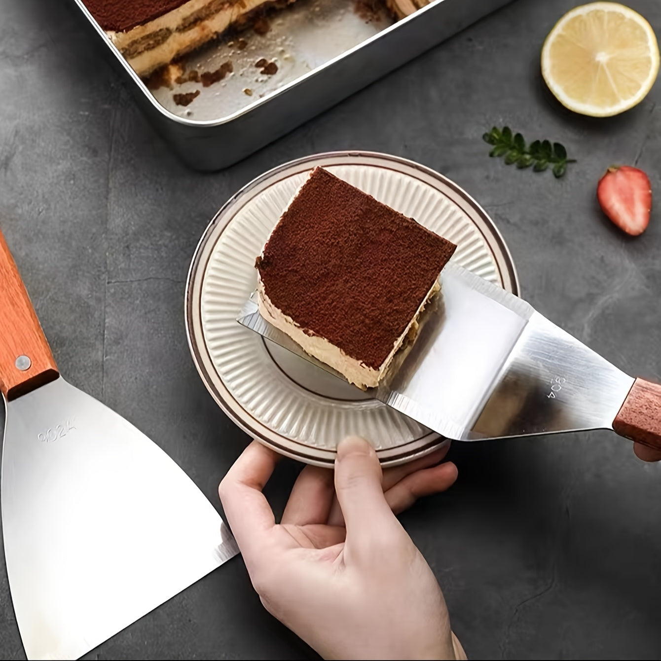 Stainless Steel Shovel Knife for Tiramisu Cake Steak with Slanted Mouth