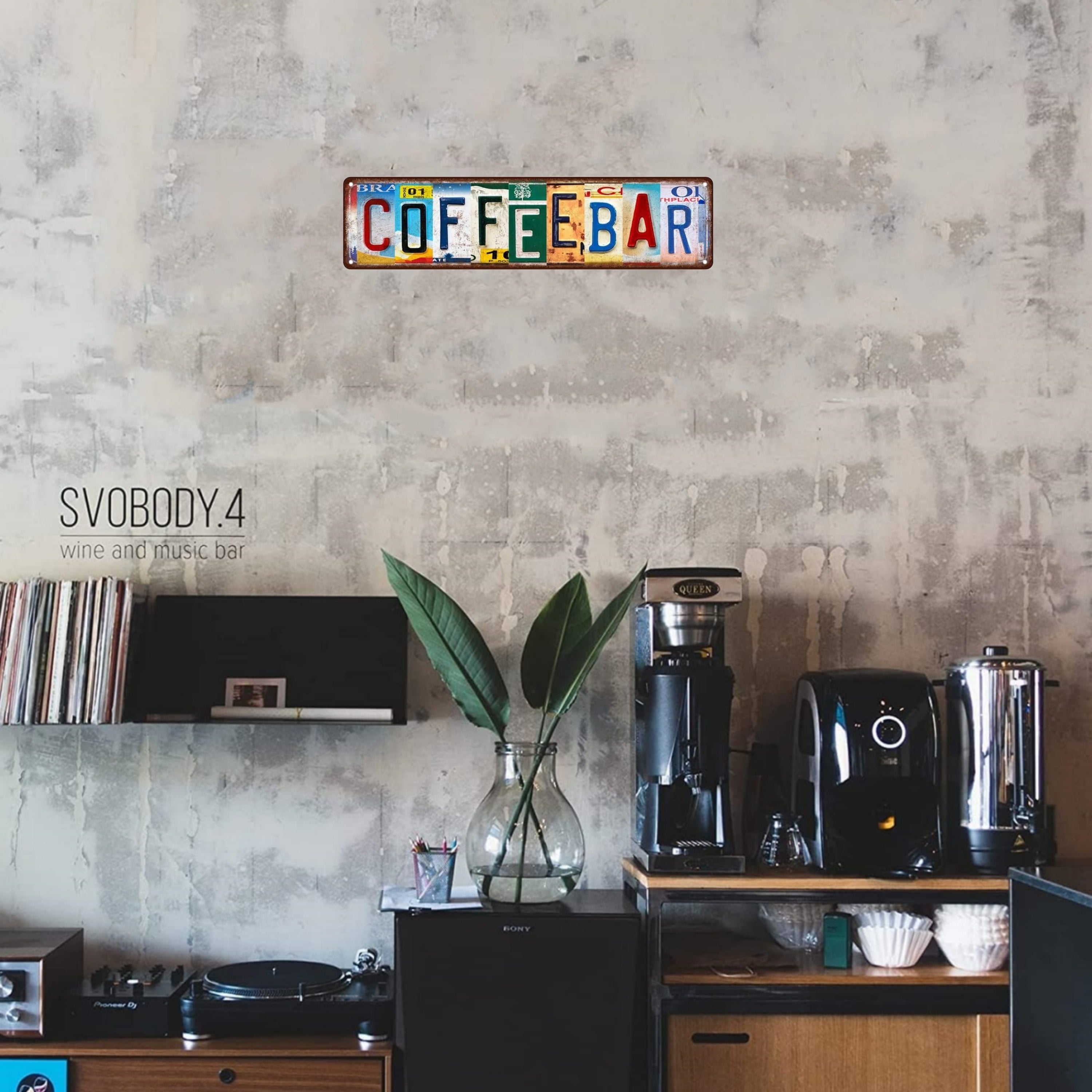 Coffee Bar Metal Tin Sign 15.75x3.94 Inch Street Decor Vintage Style