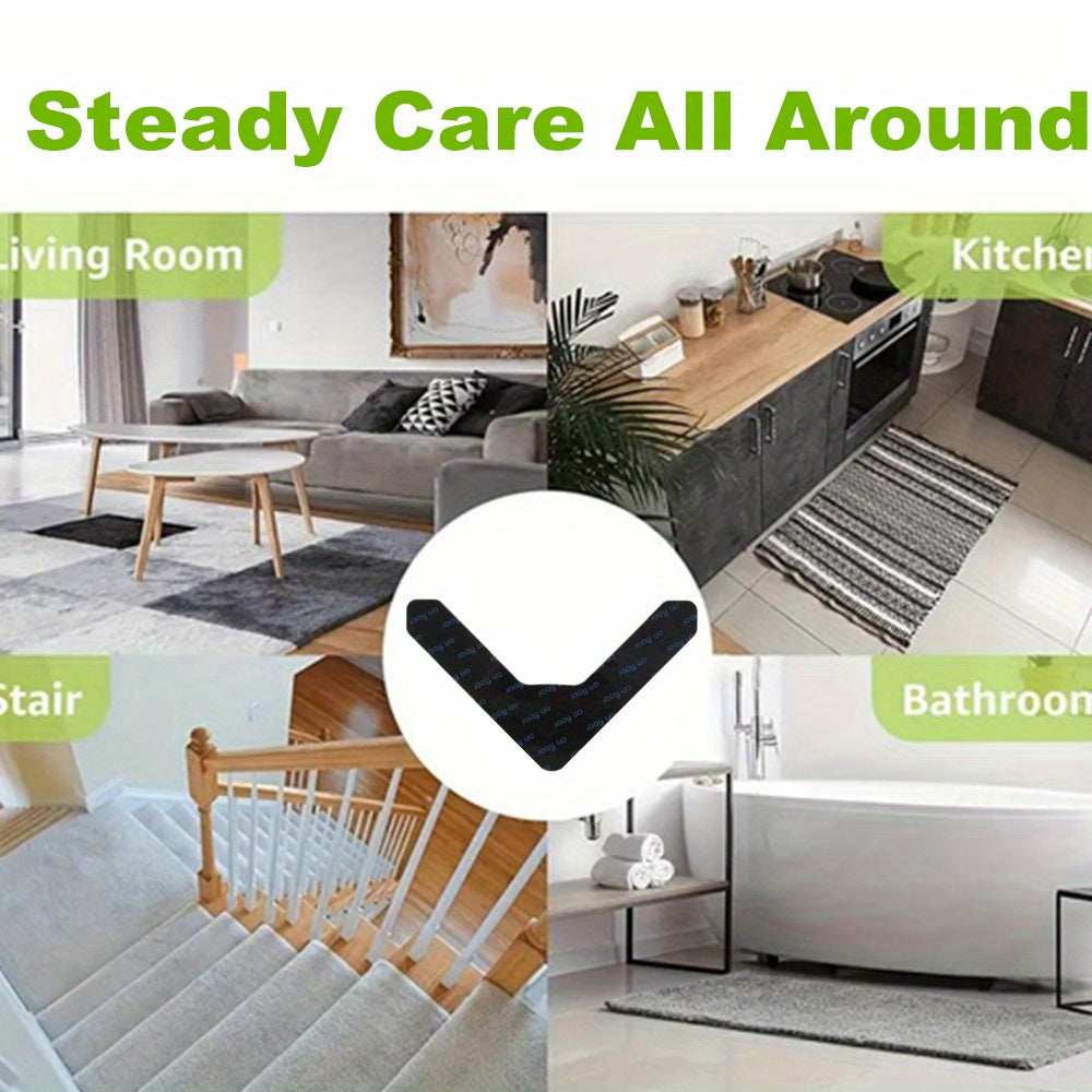 Carpet Corner Pads for Area Rugs 6/14/28 Pack Anti-Slip Reusable Washable L-Shaped Stickers