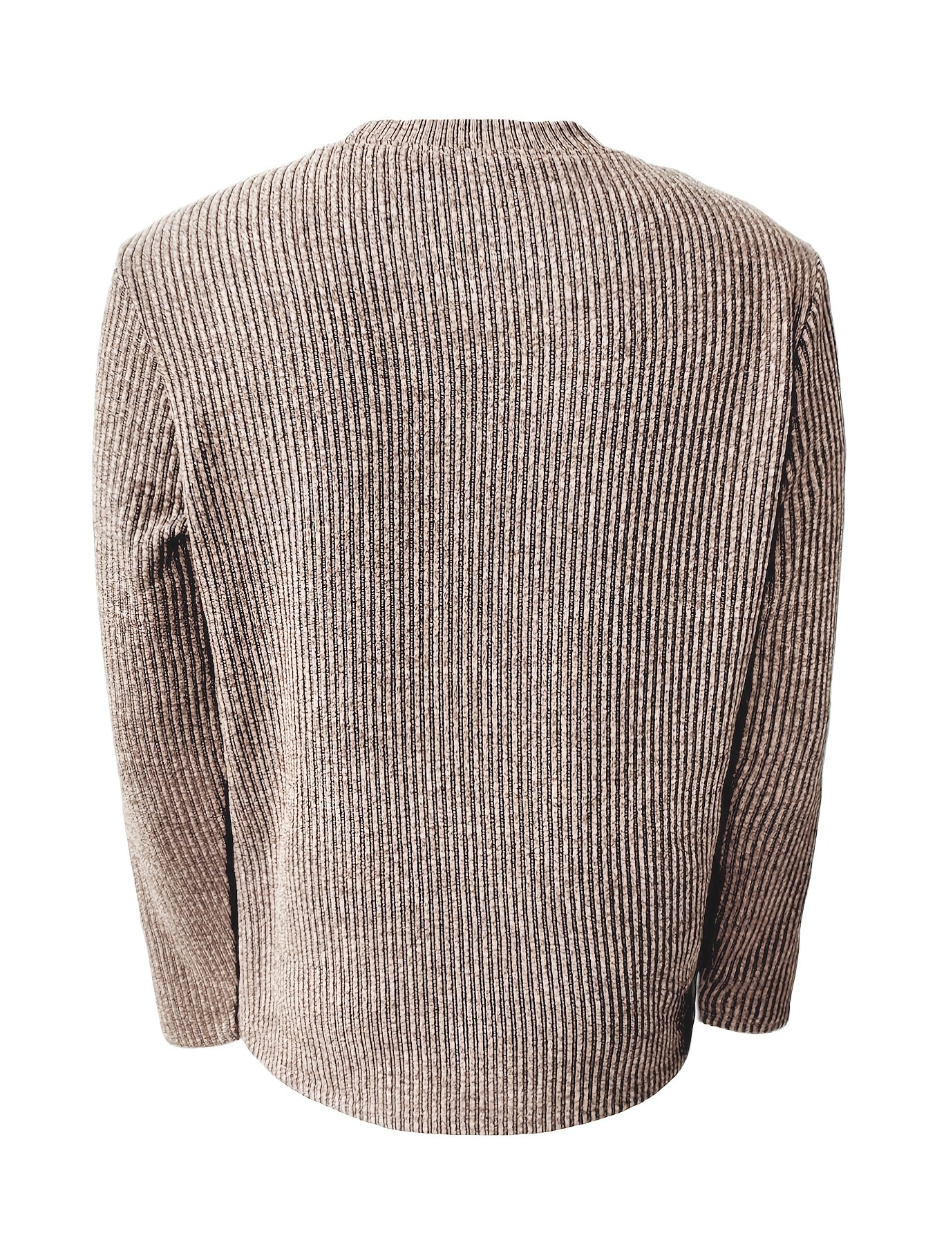 Erkaklar uchun tasodifiy to'qilgan sviter, uzun qo'lqon, oddiy rangda, kuz va qish uchun mashinada yuvilishi mumkin bo'lgan polyesterdan tayyorlangan. Tashqi kiyim uchun mos, zamonaviy tekis dizaynga ega.