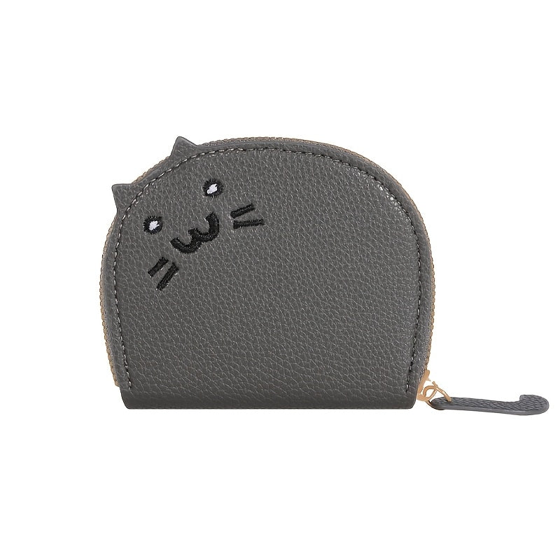 Cat-Shaped Casual Wallet for Women Synthetic Material Card Slots Zipper Closure