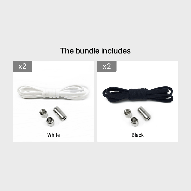 Unisex Elastic No-Tie Shoelaces with Metal Aglets White Sporty Laces