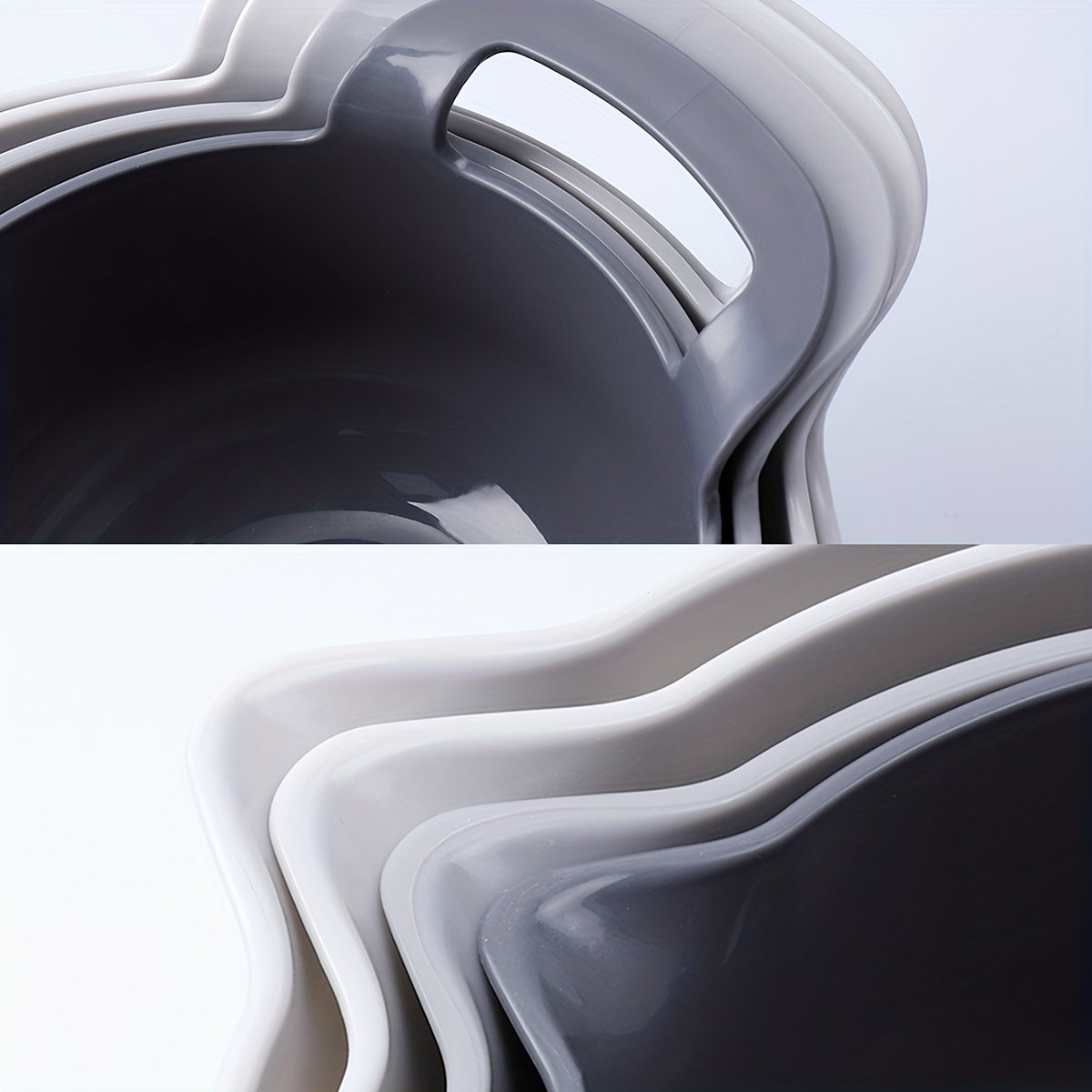 Set of 4 Plastic Mixing Bowls with Pour Spouts and Handles