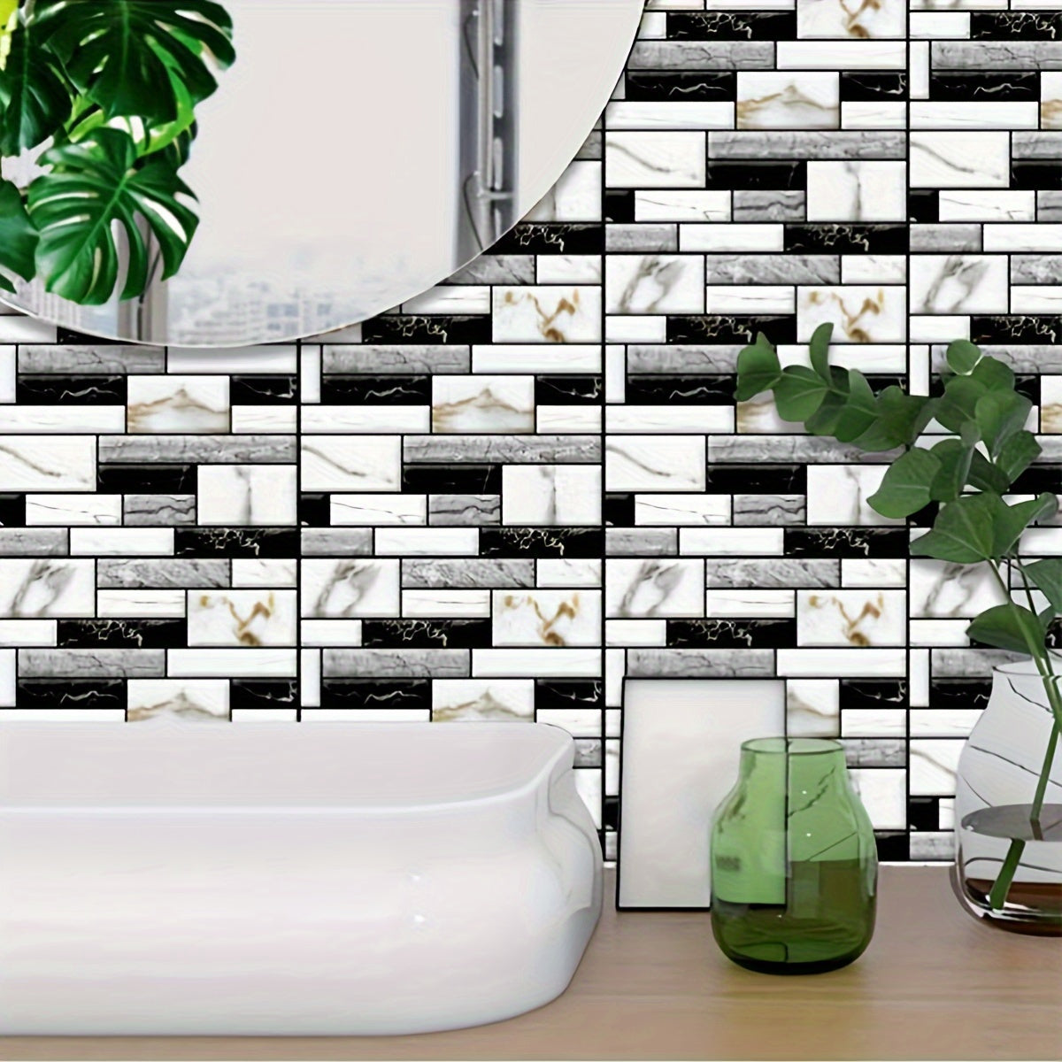3D Brick Tile PVC Wall Sticker Waterproof Self-Adhesive Mosaic Panel for Home Decor